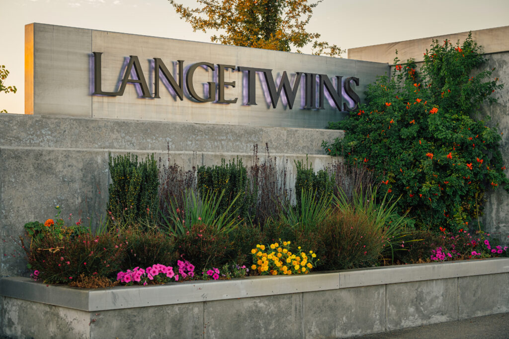 sign at the entrance of Lange Twins Winery