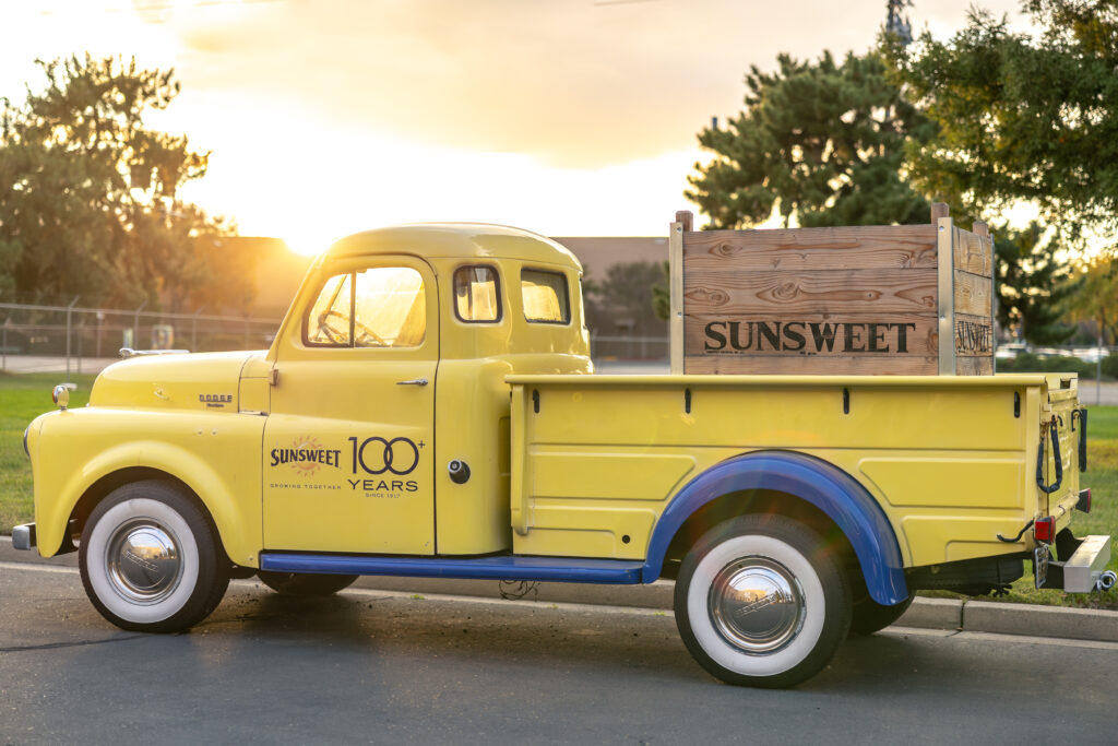 an old Sunsweet truck outside of the Sunsweet Growers Store