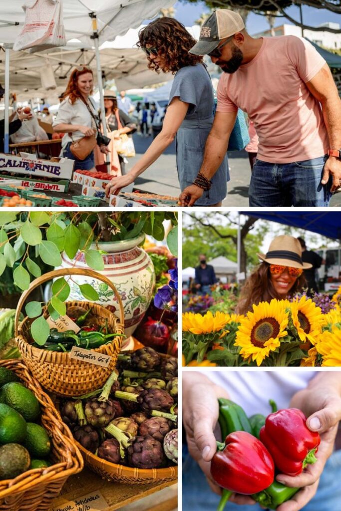 Collage of images from farmers markets.