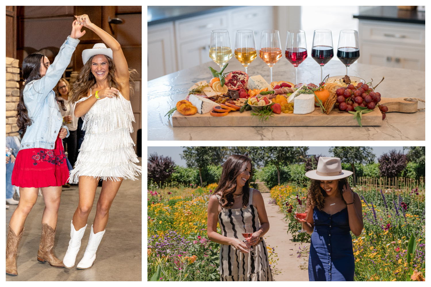Collage with images from family friendly wineries