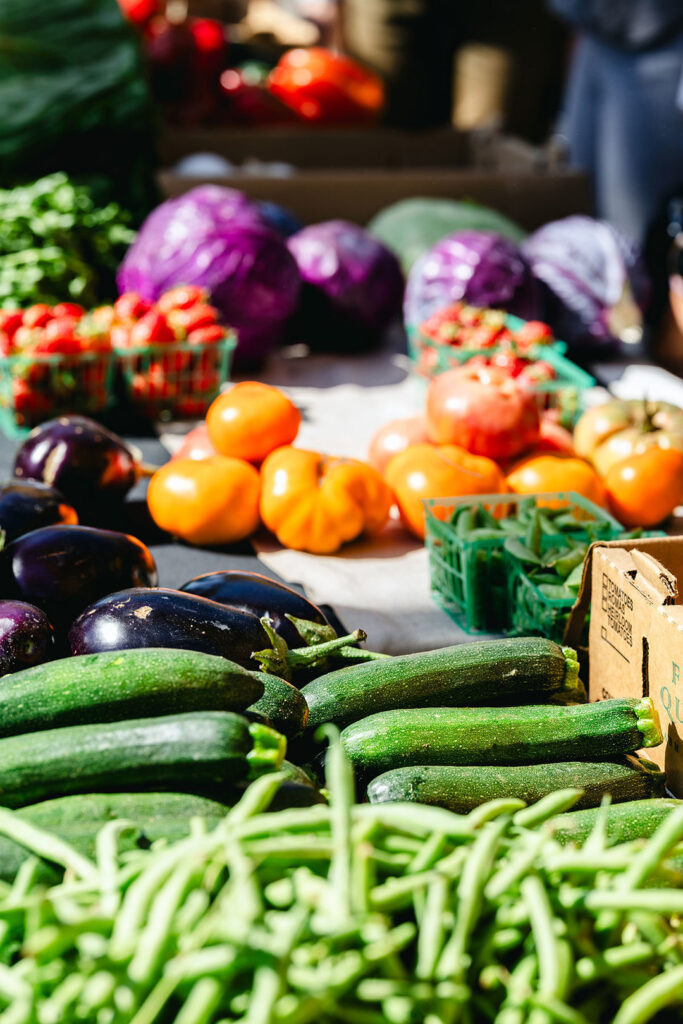 an assortment of produce that you might find at Redding farmers market