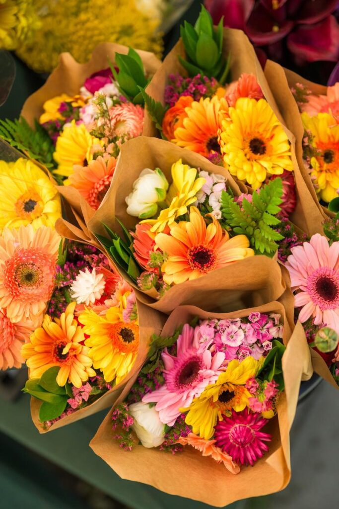 fresh cut flowers from a farmers market
