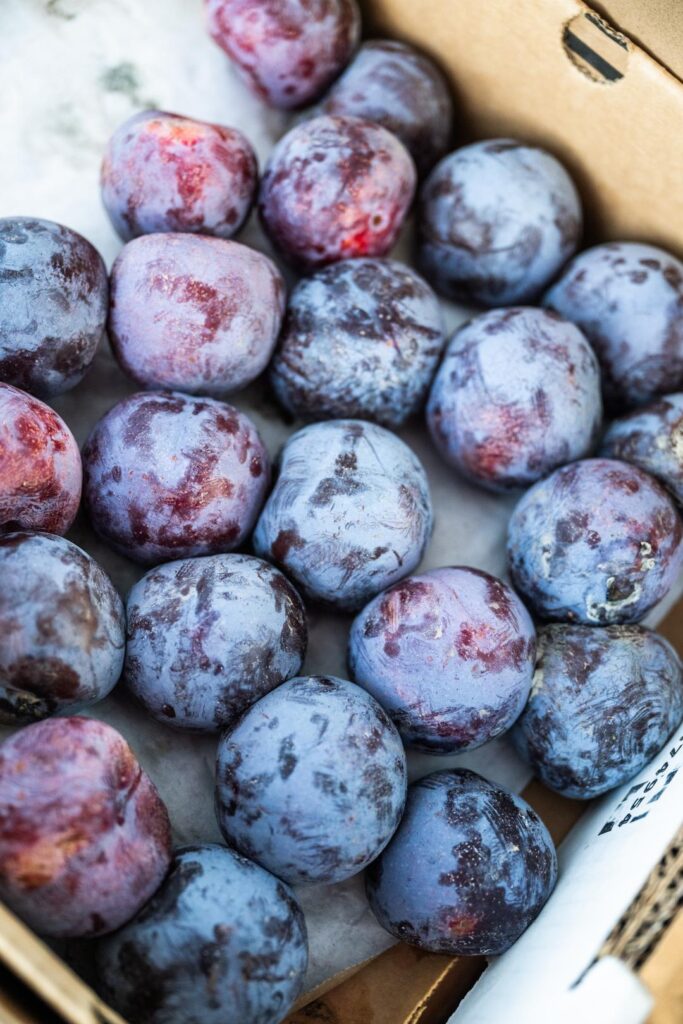 stone fruit in a carton