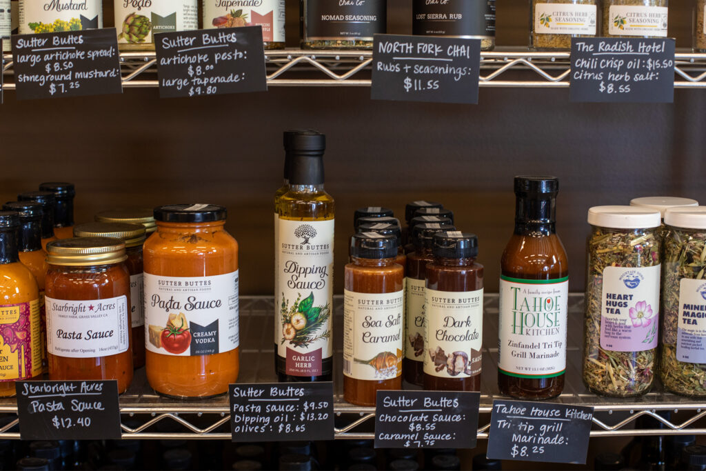 Closeup of bottles of dipping sauce