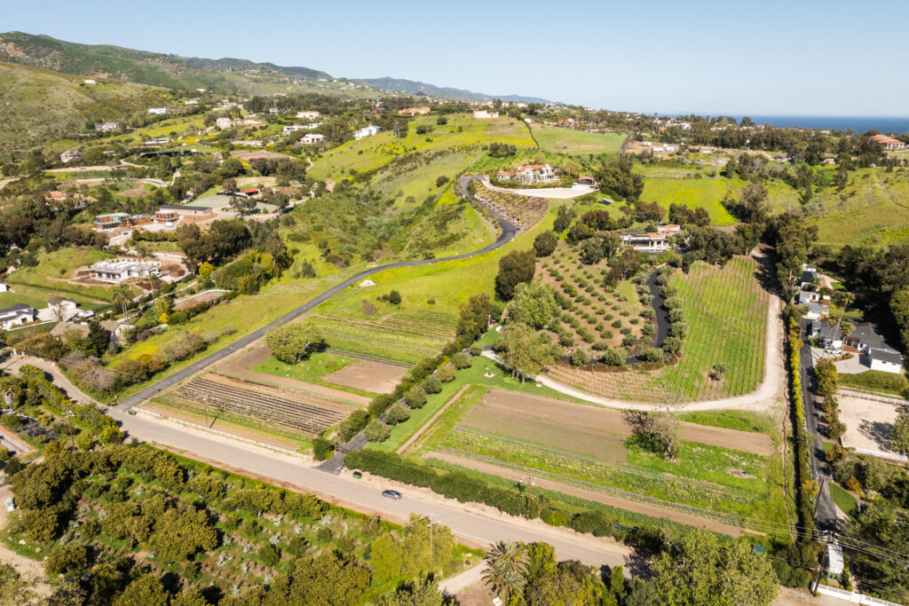 aerial view of Thorne Family Farm in Malibu