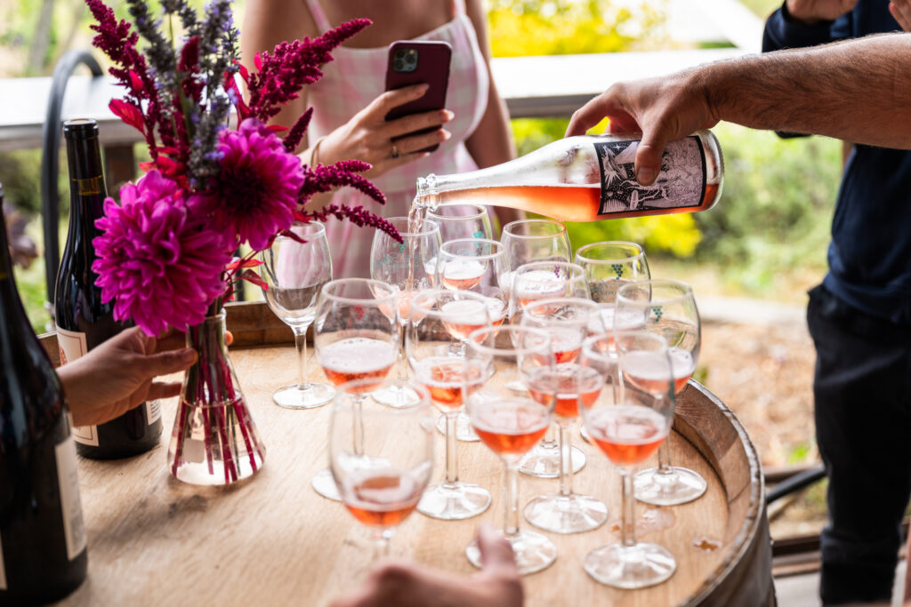 pouring wine at Stirm Wine Co.