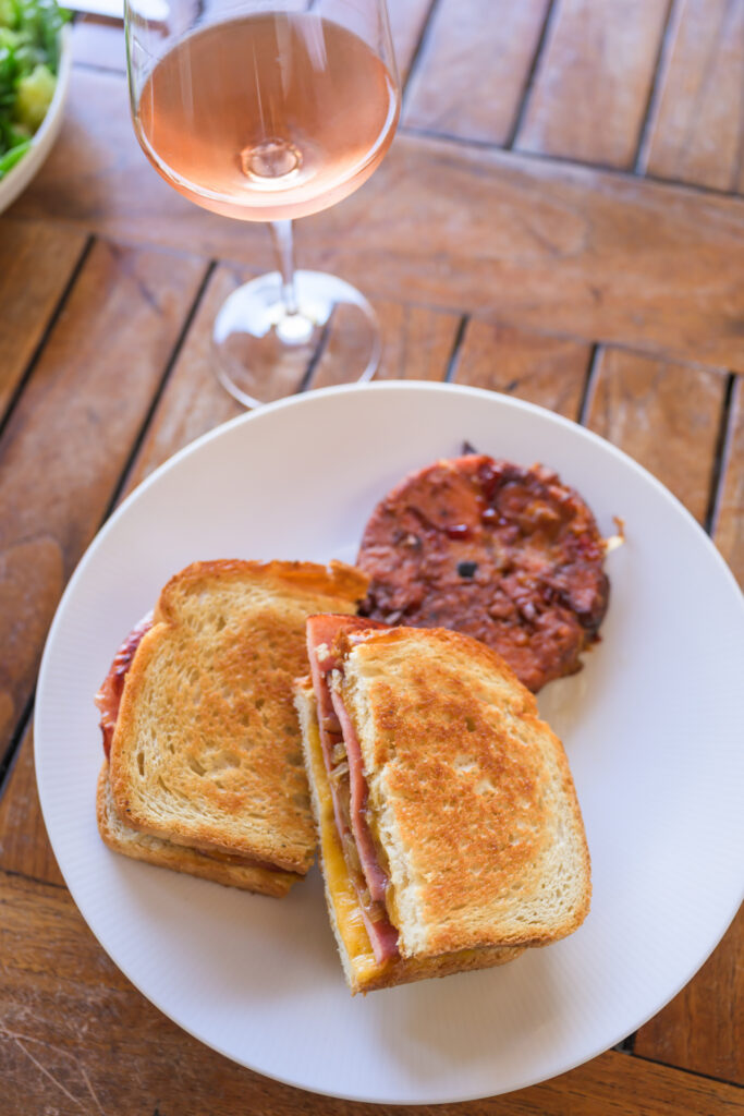 Grilled Cheese + Apple Sandwich with Niki's Rosé at Wente Winery