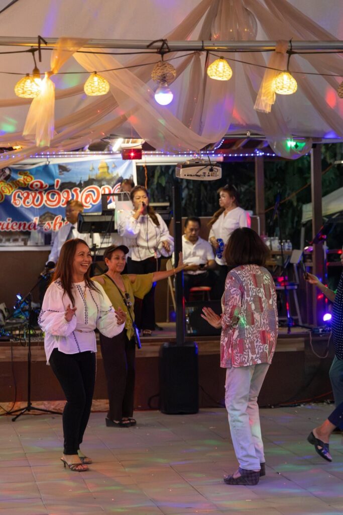 Dancing to live music on karaoke night at Lotus Pond Sanger