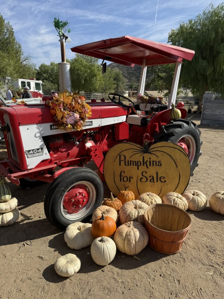 red tractor at Gilchrist farms